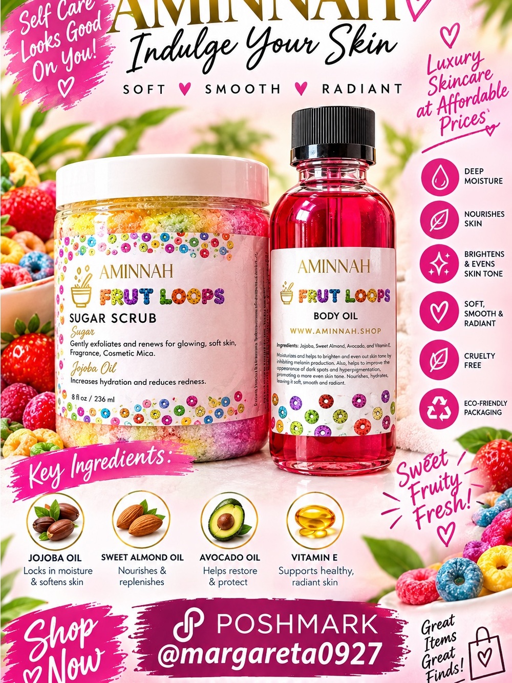 Aminnah Fruit Loops Sugar Scrub & Body Oil Set